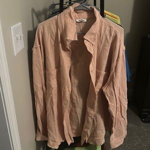Gauze long sleeve top. Peach color